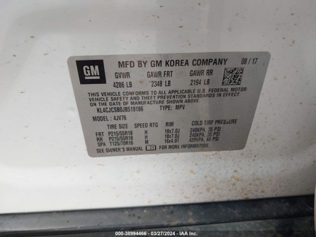 KL4CJCSB0JB519186 Buick Encore Essence