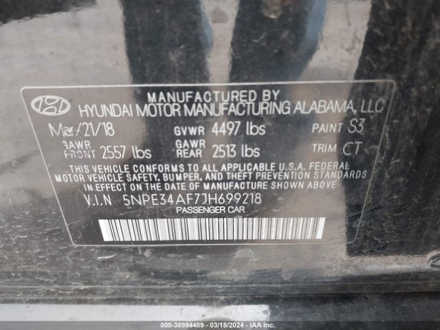 5NPE34AF7JH699218 Hyundai Sonata Sport+