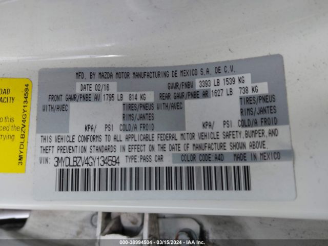 3MYDLBZV4GY134594 Scion IA