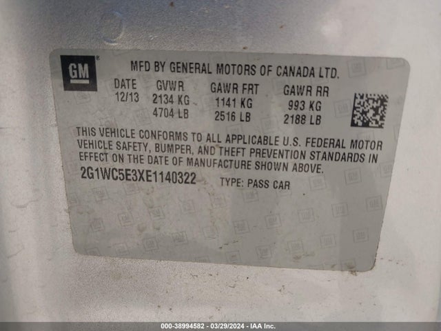 Chevrolet Impala Limited Ltz 2014 2G1WC5E3XE1140322 Image 9