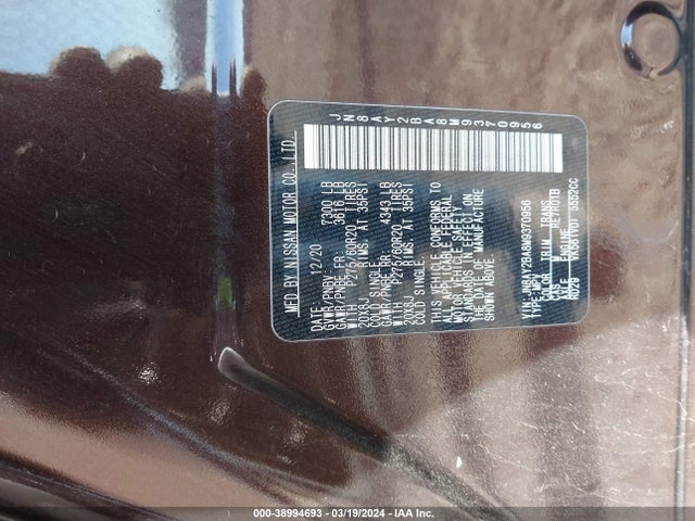 Nissan Armada Sl 2wd 2021 JN8AY2BA8M9370956 Image 9