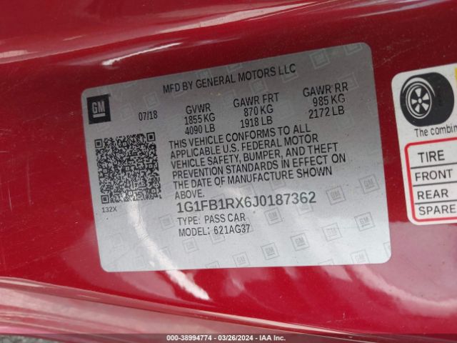 2018 CHEVROLET CAMARO 1G1FB1RX6J0187362 Photo 8