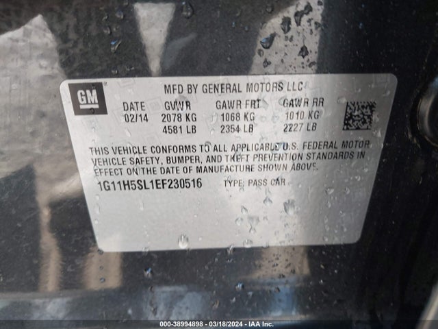 Chevrolet Malibu 1lz 2014 1G11H5SL1EF230516 Image 9