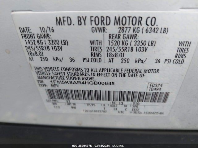 Ford Utility Police Interceptor 2017 1FM5K8AR4HGB00645 Image 9