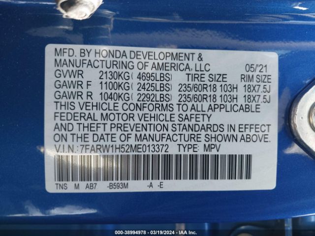 7FARW1H52ME013372 Honda Cr-v 2wd Ex