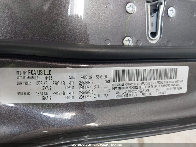 1C4PJMDNXKD167602 Jeep Cherokee Limited 4x4
