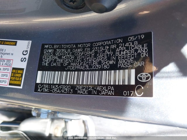 Toyota COROLLA LE 2020 JTDEPRAE3LJ039180 Image 9