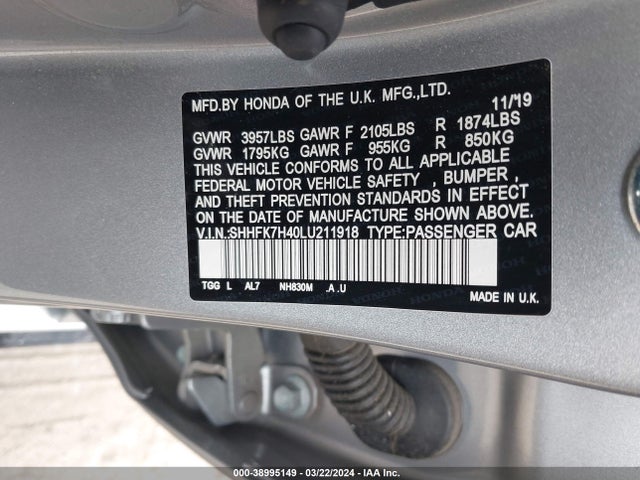 Honda Civic Sport 2020 SHHFK7H40LU211918 Image 9
