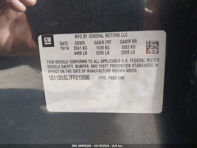 1G11D5SL7FF213006 Chevrolet MALIBU 2LT