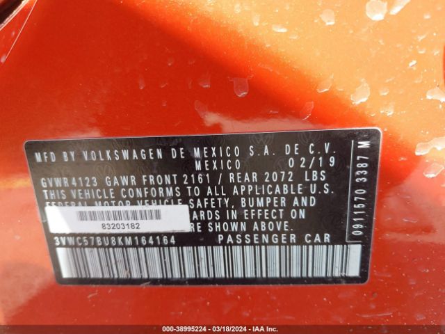 3VWC57BU8KM164164 Volkswagen Jetta 1.4t R-line/1.4t S/1.4t Se
