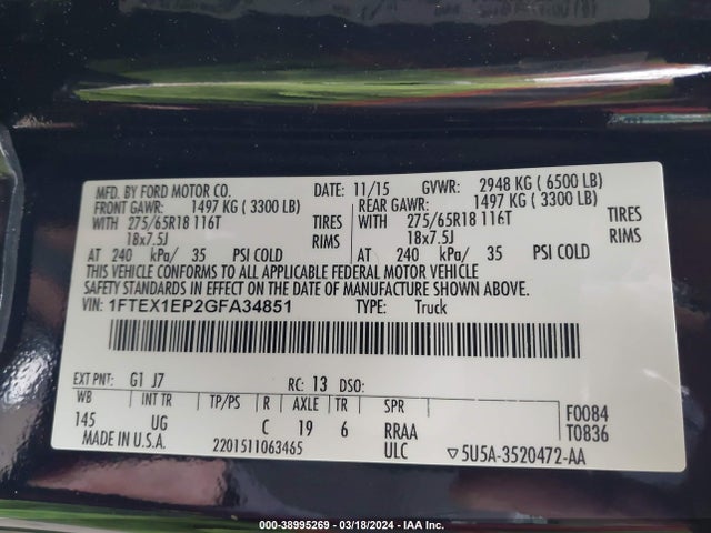Ford F-150 Xlt 2016 1FTEX1EP2GFA34851 Image 9