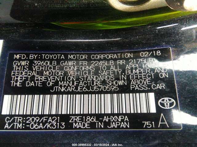 Toyota COROLLA IM 2018 JTNKARJE6JJ570595 Image 9