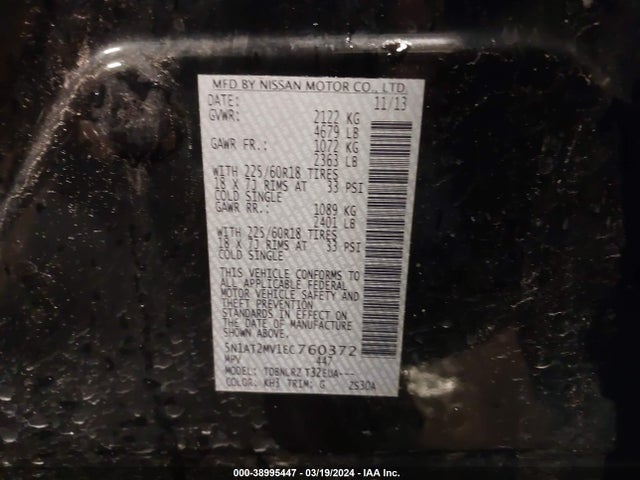Nissan Rogue Sl 2014 5N1AT2MV1EC760372 Image 9