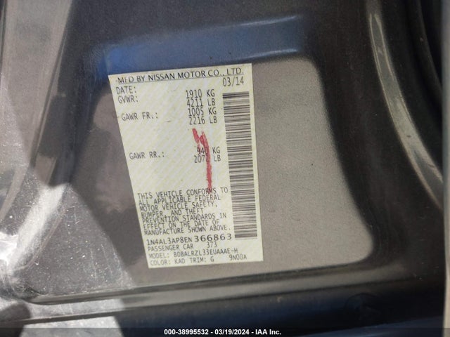 Nissan Altima 2.5 S 2014 1N4AL3AP8EN366863 Image 9
