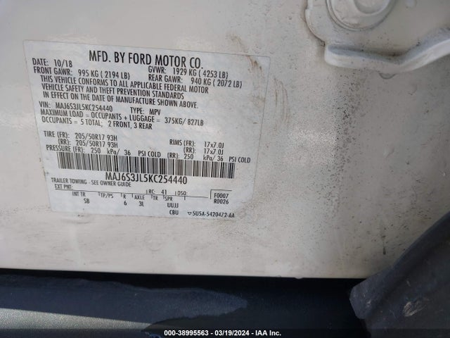 Ford Ecosport Ses 2019 MAJ6S3JL5KC254440 Image 9