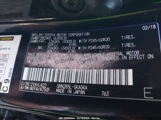 JTEBU5JR0J5549740 Toyota 4runner Limited