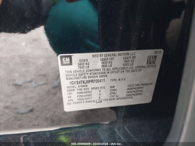 1GYS4TKJ9FR700411 Cadillac Escalade Esv Premium