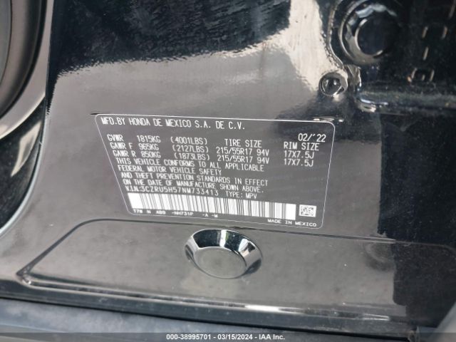 3CZRU5H57NM733413 Honda Hr-v 2wd Ex