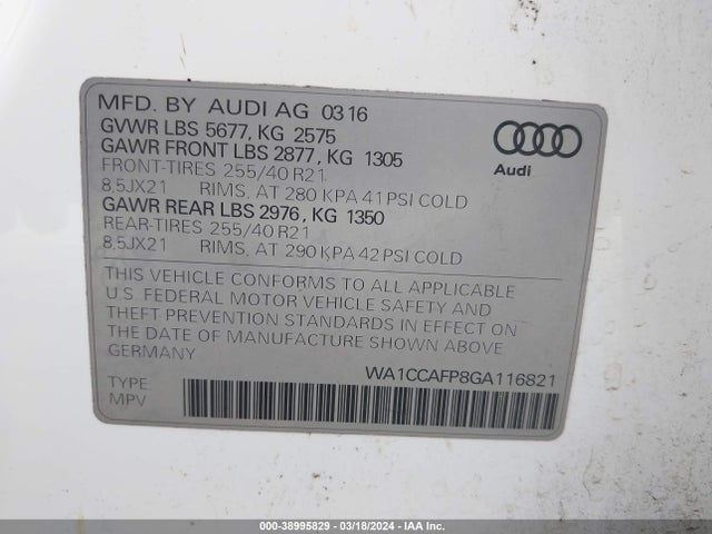 WA1CCAFP8GA116821 Audi Sq5 3.0t Premium Plus