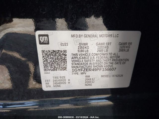 1GYFZER49PF156607 Cadillac Xt4 Fwd Sport