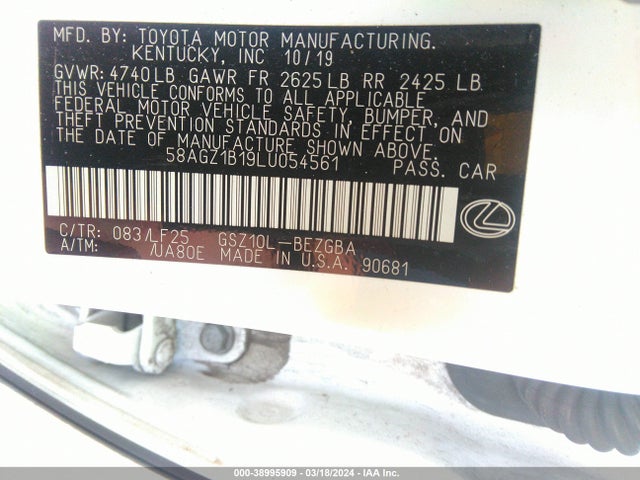 58AGZ1B19LU054561 Lexus Es 350 F Sport