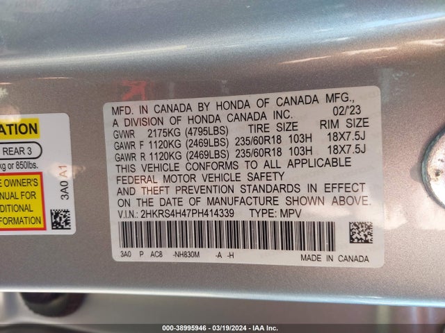 Honda Cr-v Ex Awd 2023 2HKRS4H47PH414339 Image 9