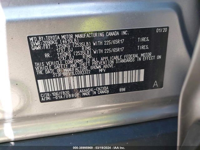 Toyota RAV4 LE 2020 2T3F1RFV1LC093322 Image 9