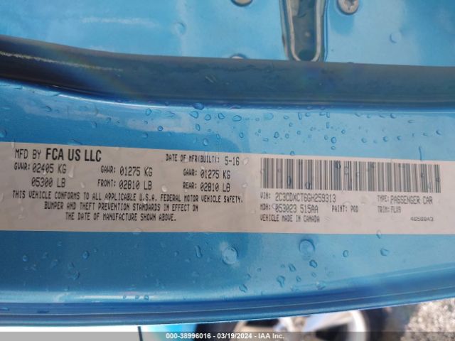 2C3CDXCT6GH259313 Dodge Charger Road/track