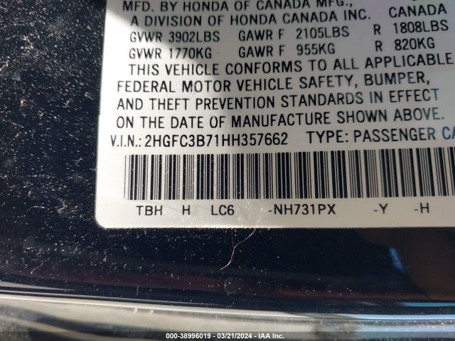 Honda Civic Ex-l 2017 2HGFC3B71HH357662 Image 9