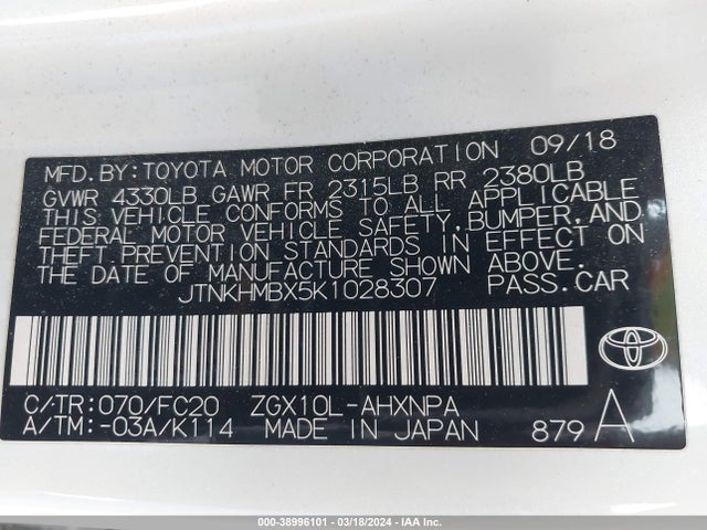 Toyota C-HR LE 2019 JTNKHMBX5K1028307 Image 9