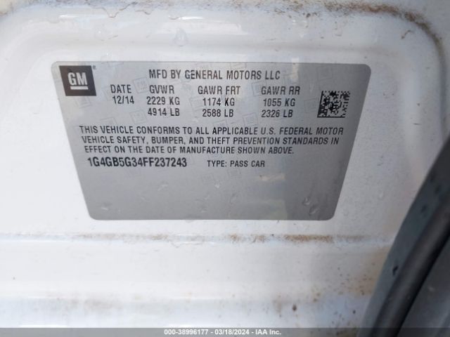 1G4GB5G34FF237243 Buick Lacrosse Leather