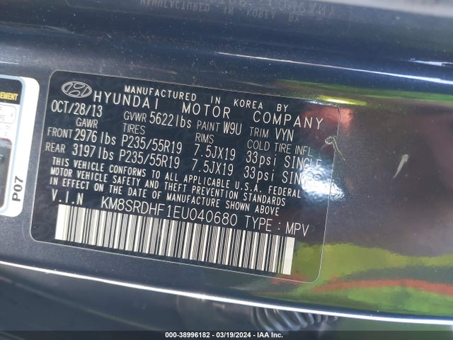 Hyundai Santa Fe Limited 2014 KM8SRDHF1EU040680 Image 9