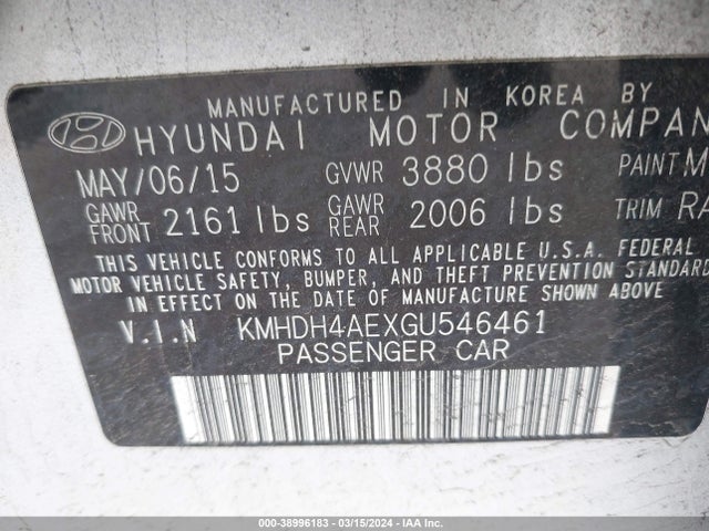 Hyundai ELANTRA SE 2016 KMHDH4AEXGU546461 Image 9