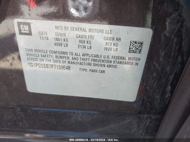 Chevrolet Cruze 1lt Auto 2015 1G1PC5SB7F7139648 Image 9