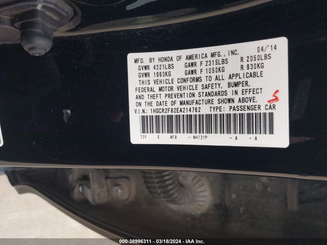 Honda Accord Ex-l 2014 1HGCR2F82EA214762 Image 9
