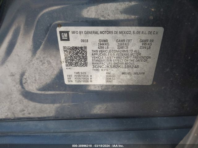 3GNCJKSB2KL185248 Chevrolet TRAX LS
