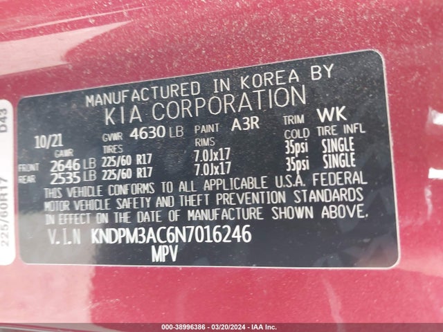 KIA Sportage Lx 2022 KNDPM3AC6N7016246 Image 9
