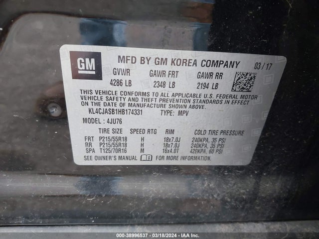 Buick Encore Preferred 2017 KL4CJASB1HB174331 Image 9