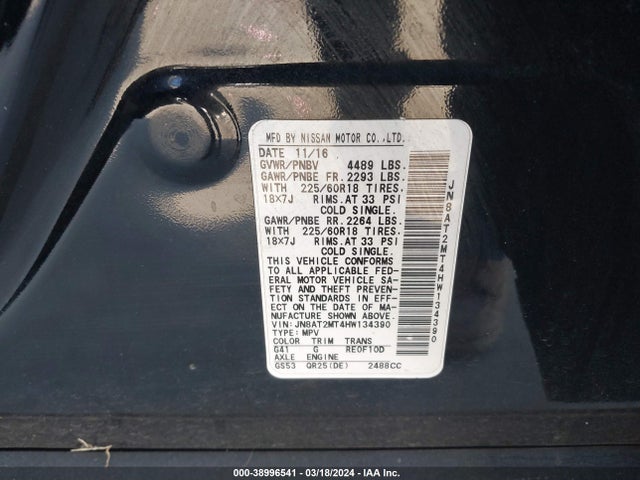 Nissan Rogue Sl 2017 JN8AT2MT4HW134390 Image 9
