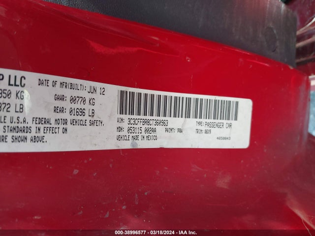 2012 FIAT 500 3C3CFFBR8CT360963 Photo 8