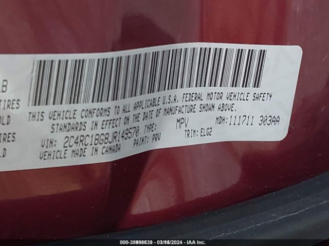 2C4RC1BG8JR149570 Chrysler Pacifica Touring L