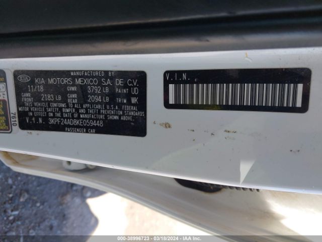 3KPF24AD8KE059448 KIA Forte Lxs