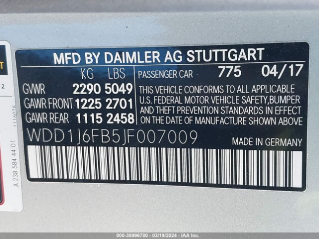 WDD1J6FB5JF007009 Mercedes-Benz E 400