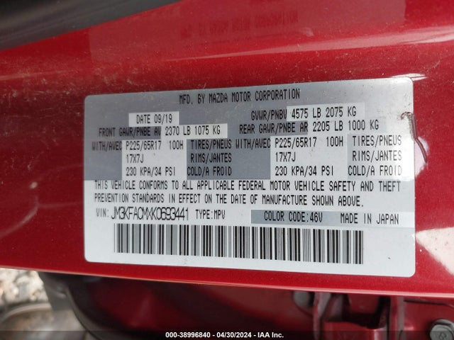 Mazda Cx-5 Touring 2019 JM3KFACMXK0693441 Image 9