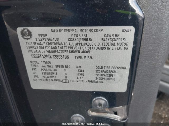 2007 SAAB 9-7X 5S3ET13MX72803196 Photo 8