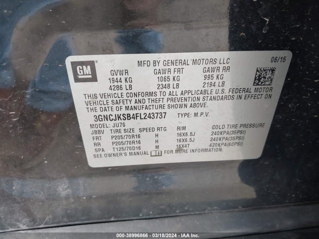 Chevrolet Trax 1ls 2015 3GNCJKSB4FL243737 Image 9