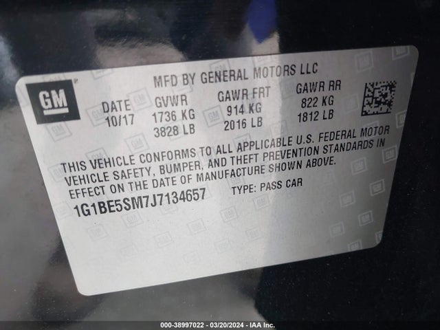 Chevrolet Cruze Lt Auto 2018 1G1BE5SM7J7134657 Image 9