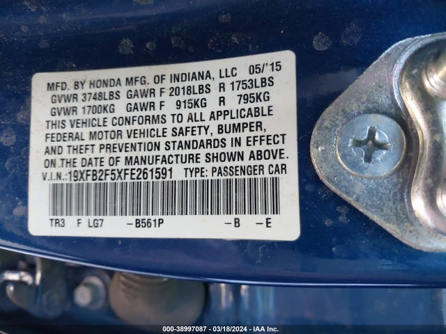 Honda Civic Lx 2015 19XFB2F5XFE261591 Image 9