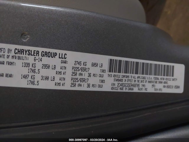 Dodge Grand Caravan Sxt 2014 2C4RDGCG5ER468705 Image 9