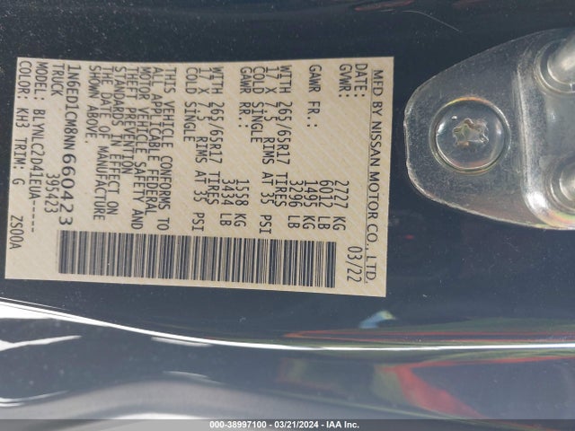Nissan Frontier King Cab Sv 4x4 2022 1N6ED1CM8NN660423 Image 9